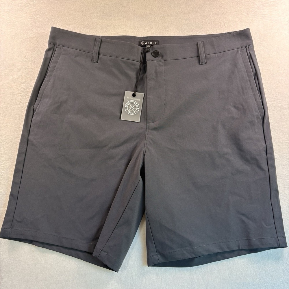 Asher Golf AG Core Shorts Men's 36 7.5" Charcoal Grey Performance Flat Front